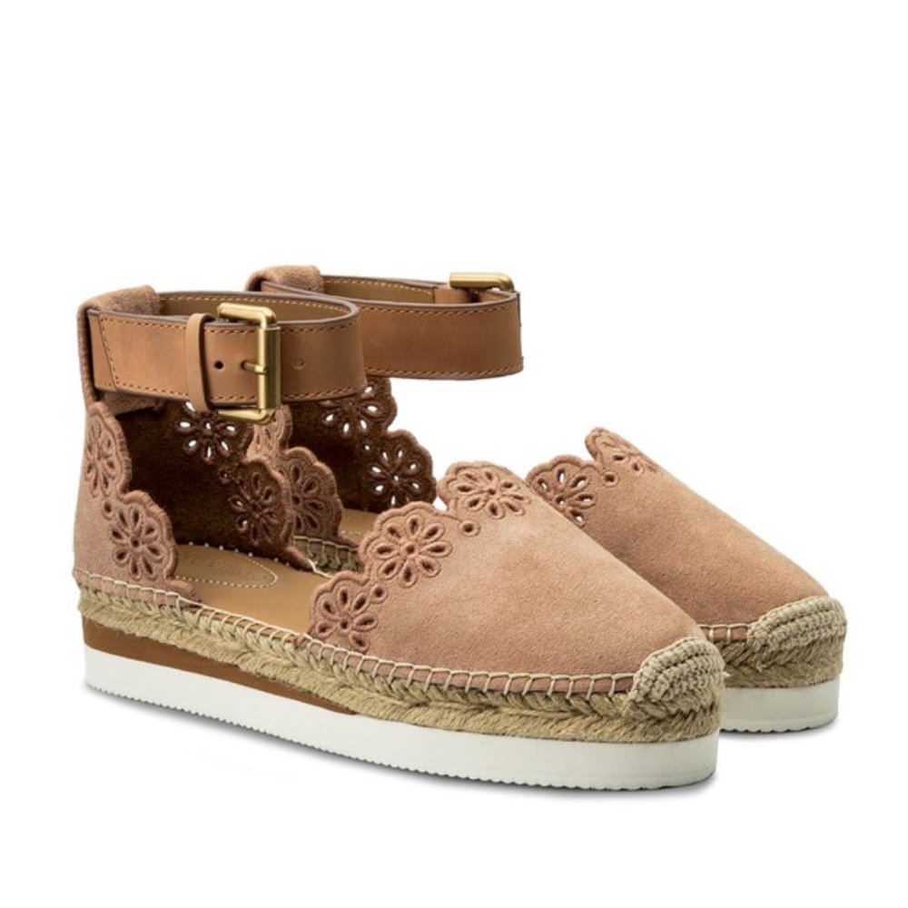 NWT See by Chloe Glyn Espadrille Sandal Open Pink 41